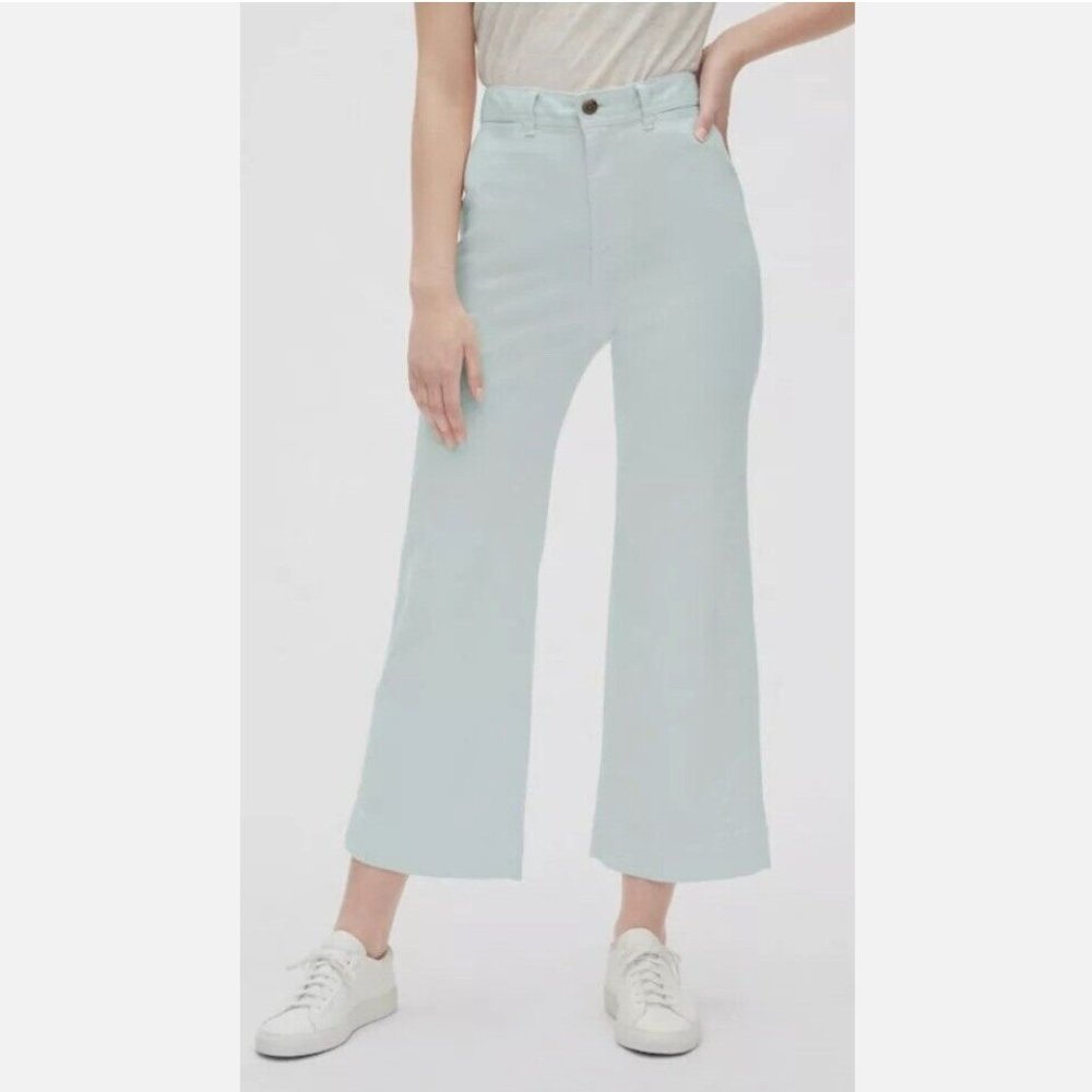 GAP High Rise Wide-Leg Crop Pants Mint Green